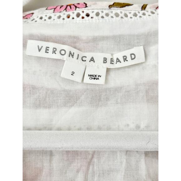 Veronica Beard Mikhail Floral Flutter Sleeve Mini Wrap Dress Orange Women's US 2 - Picture 5 of 6